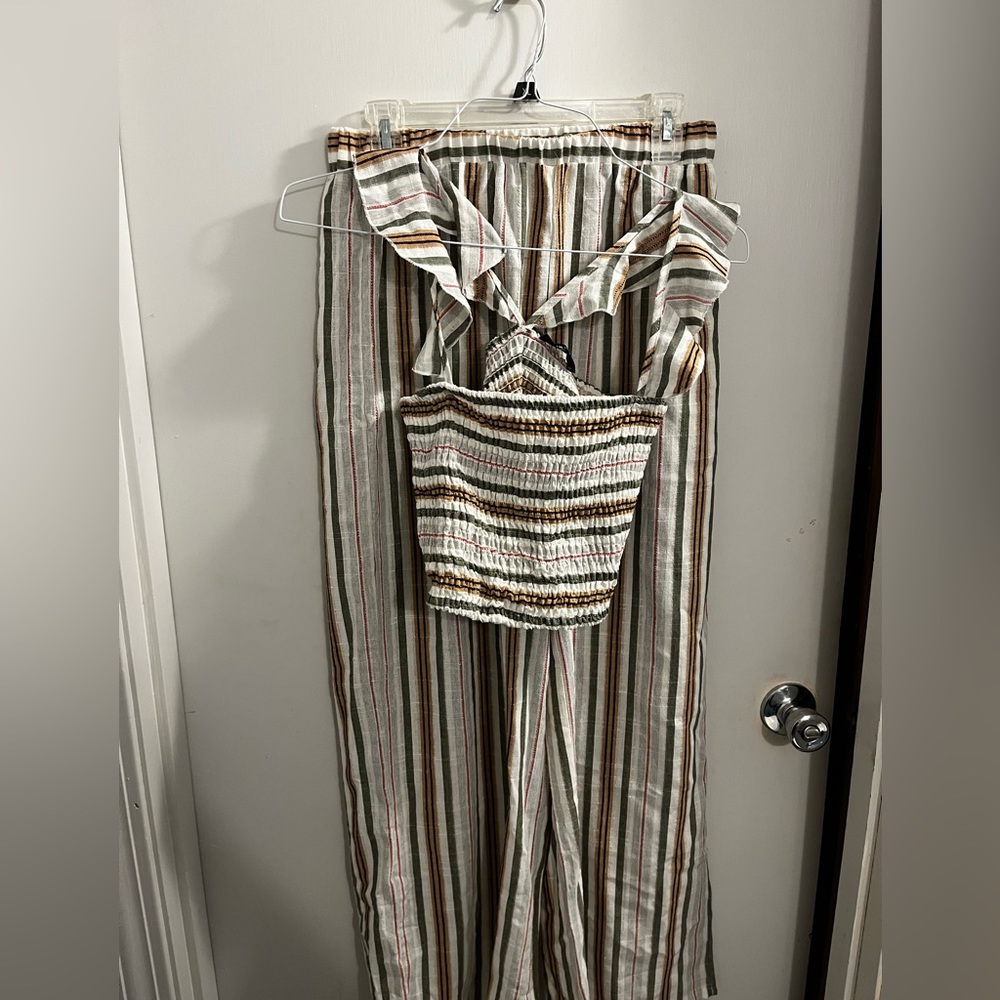 Shein size large two piece set. Cropped tank and pants. Striped.